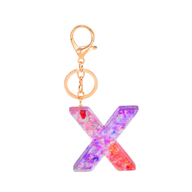 Colorful sequins inital letter keychain