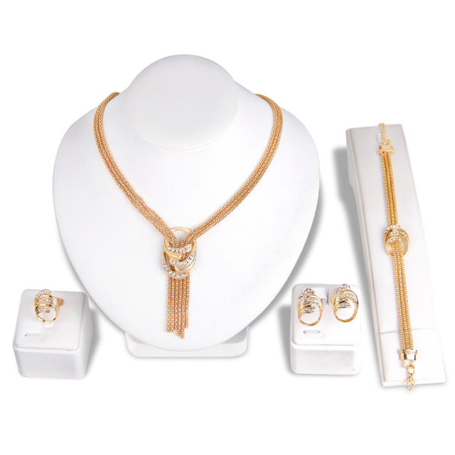 4pcs necklace earrings rings bracelet jewelry set