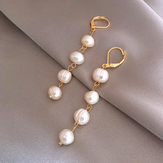 Natural pearl earrings bracelet necklace set