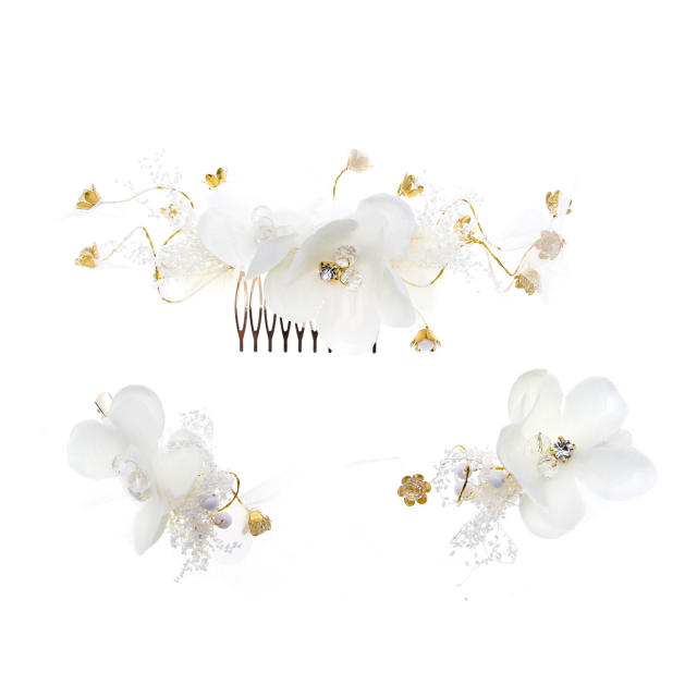 New bride flower hair comb three-piece set