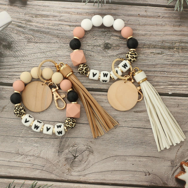 MAMA bead bracelet tassel keychain