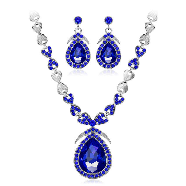Luxury drop glass crystal colorful jewelry set for women