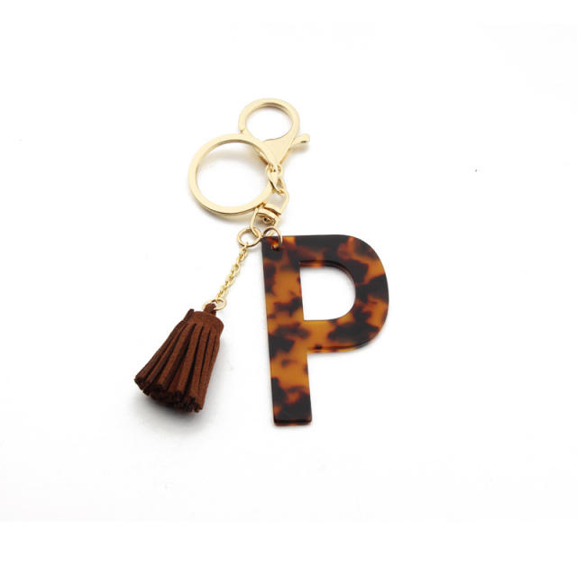 Leopard Bracelet PU leather tassel letter keychain