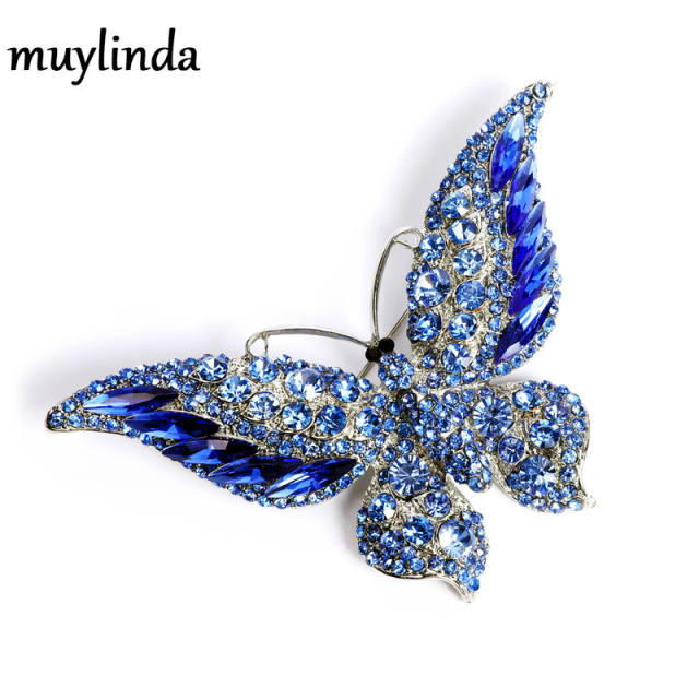 Color diamond butterfly brooch