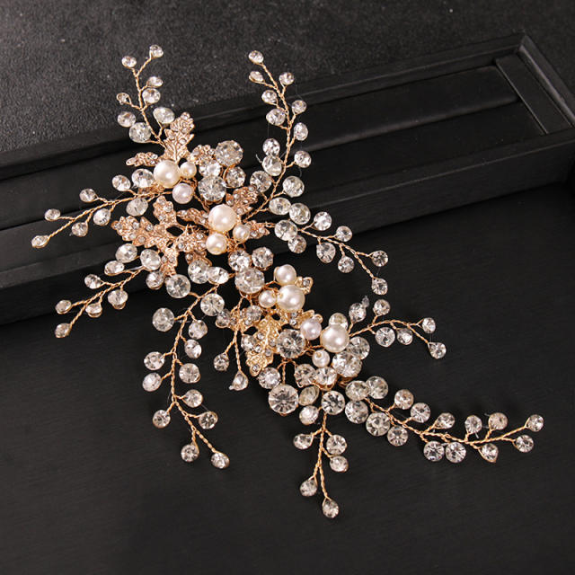 Pearl crystal beaded bridal headbands