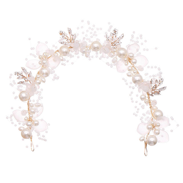 Pearl flower handmade bridal headband