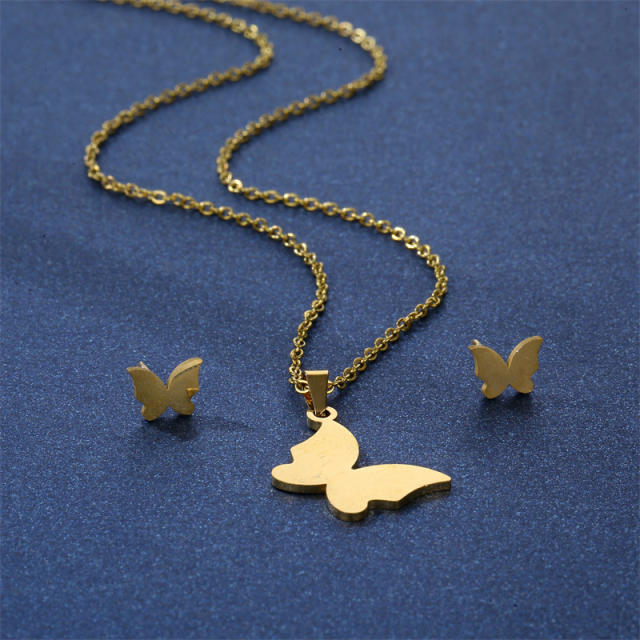 18KG stainless steel butterfly necklace set