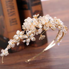 Pearl flower bridal headband