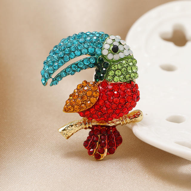 Diamond bird brooch