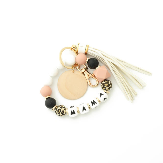 MAMA bead bracelet tassel keychain