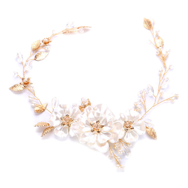 Hot sale white pearl leaf bridal hair clips