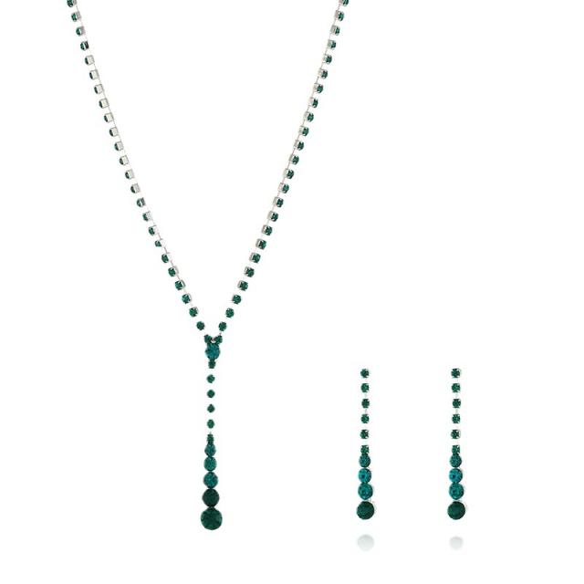 Dainty color rhinestone necklace set