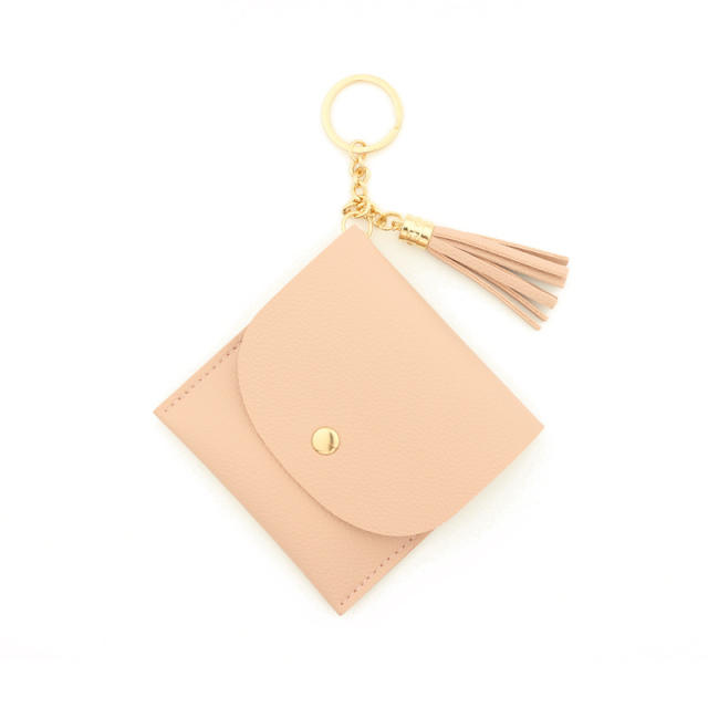 PU tassel bracelet card holder keychain