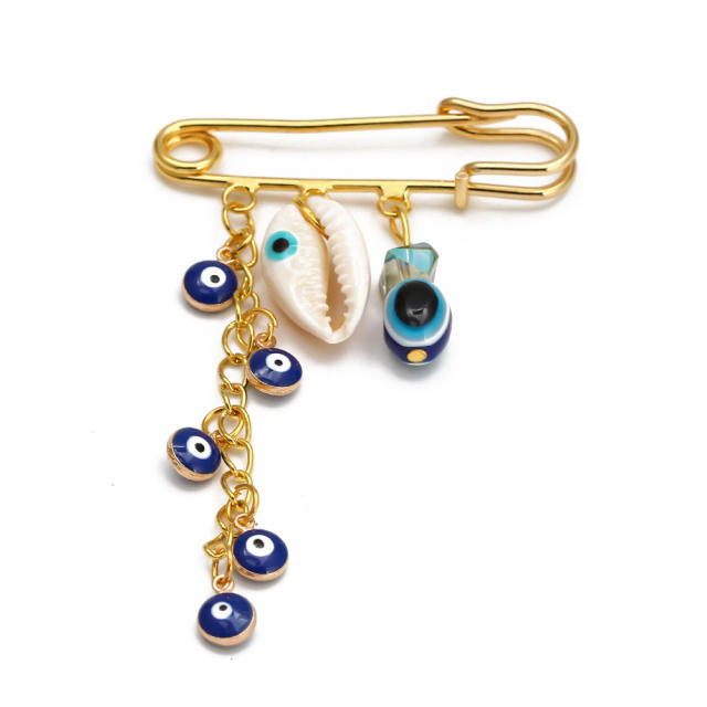 Vintage evil eye charm brooch