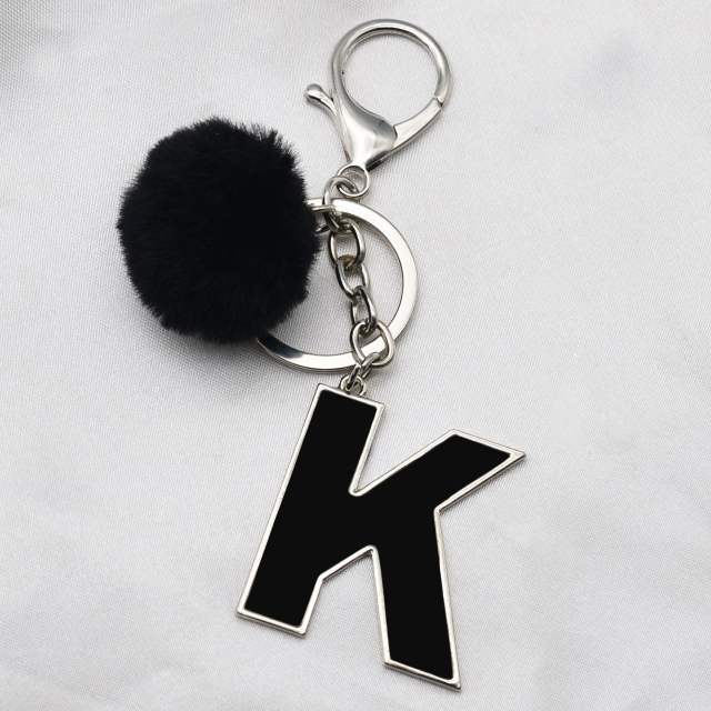 Black hairball metal keychain