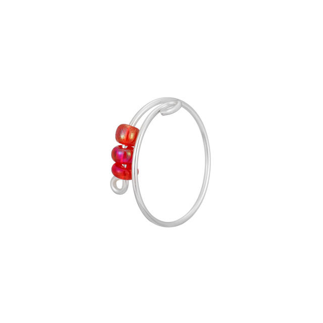 Color seed beads open finger ring