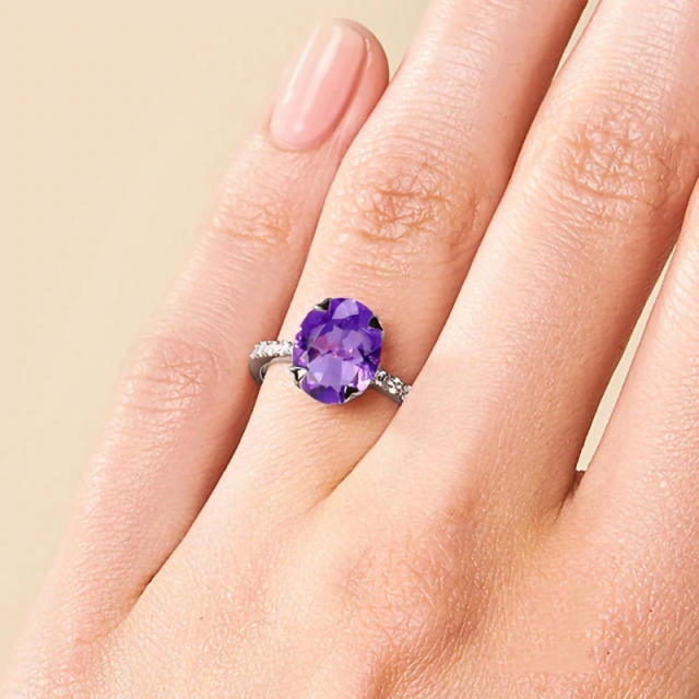 S925 sterling silver amethyst wedding rings