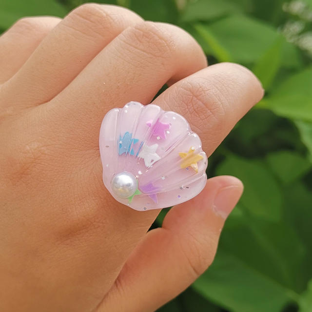 Color resin shell finger ring