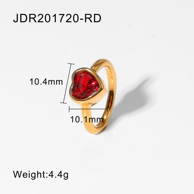 Fashion love color zircon stainless steel ring