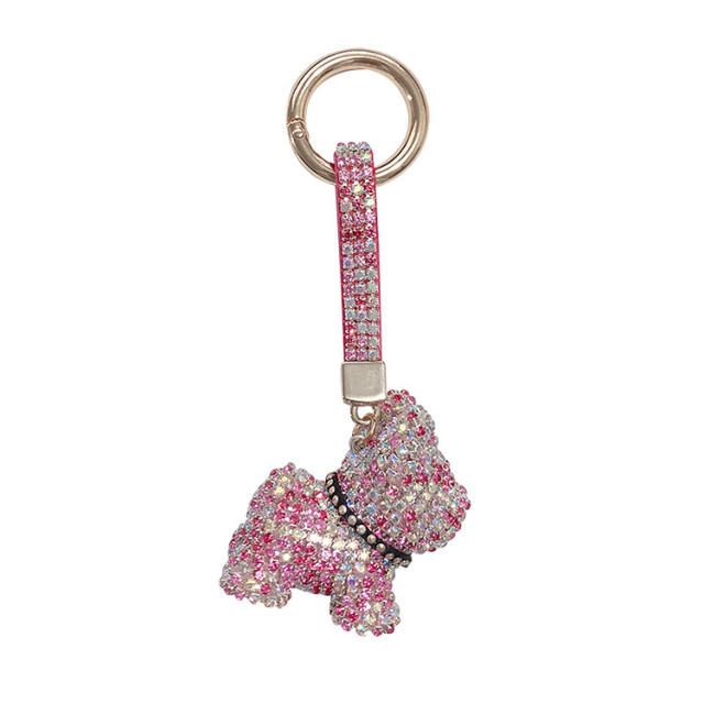 Fashion diamond dog keychain