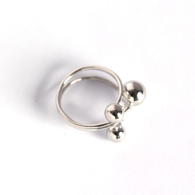 S925 round beads line open ring