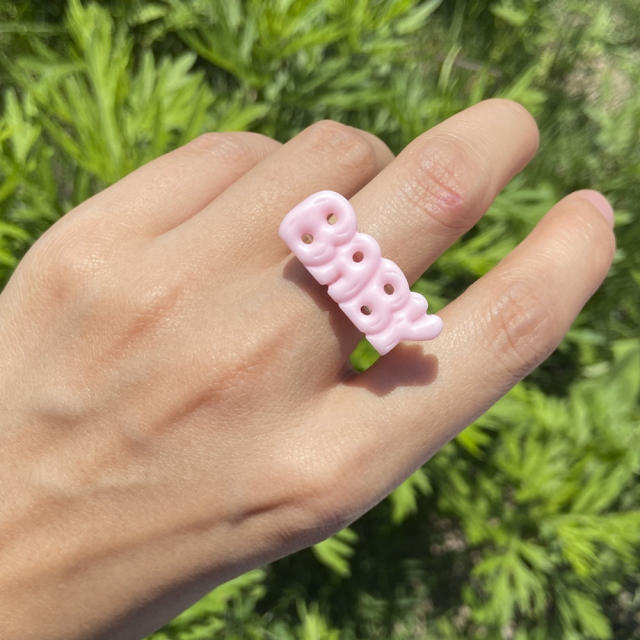 Cartoon baby letter acrylic finger ring