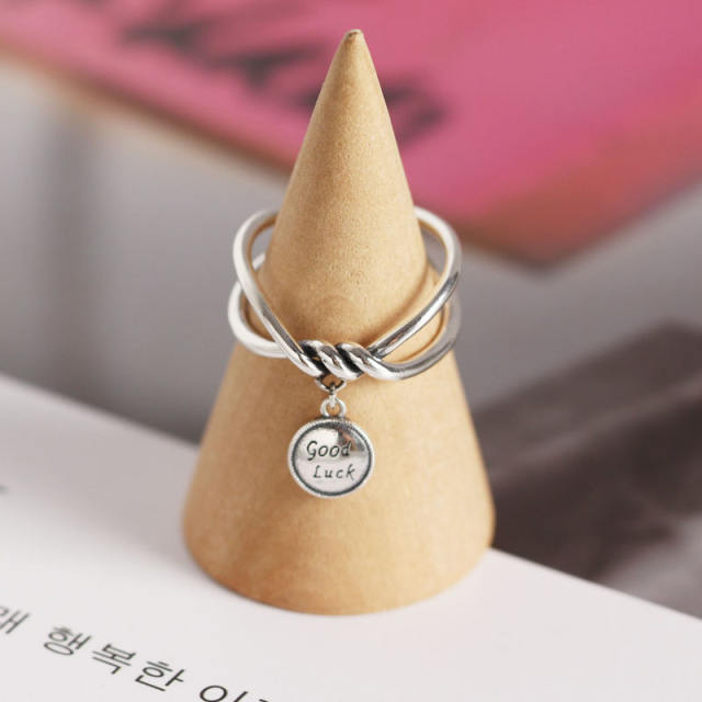 S925 goodluck vintage open ring