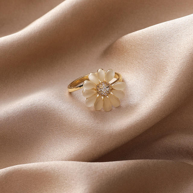 Butterfly flower Opal diamond open finger ring