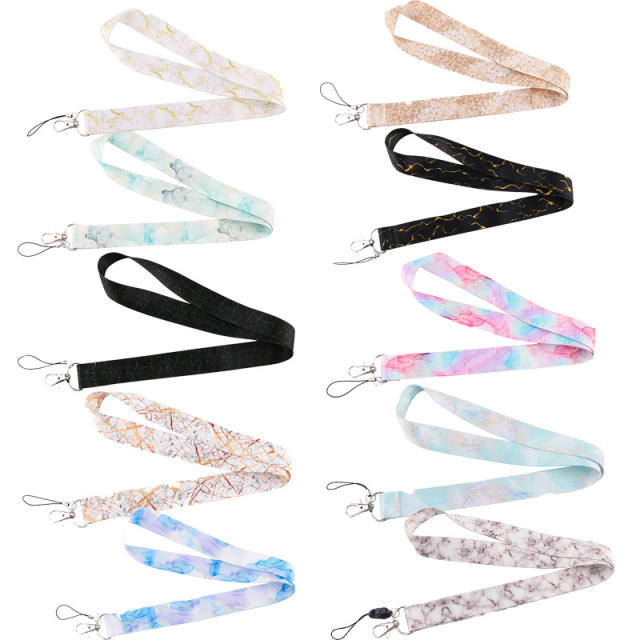 Gradient color marble pattern lanyard keychain