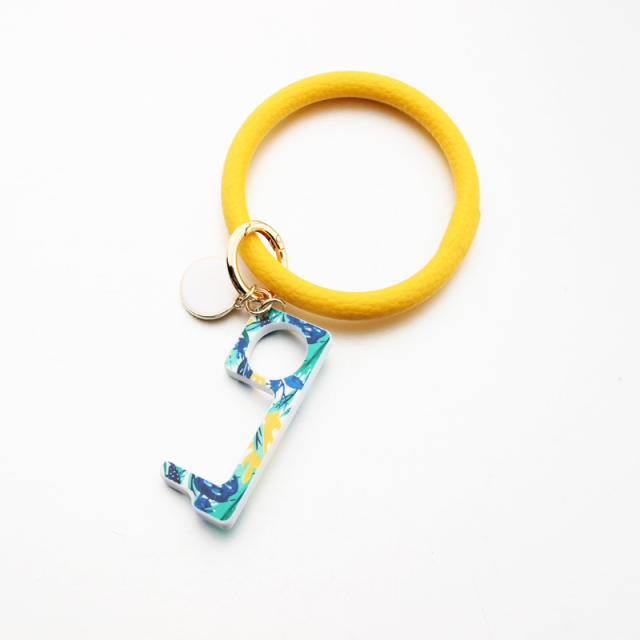 PU leather bracelet door opener keychain