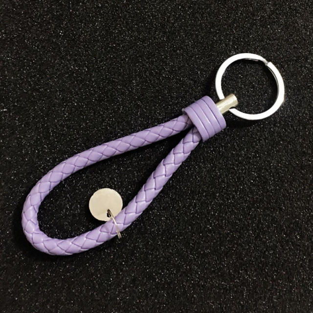 Braided PU leather simple keychain