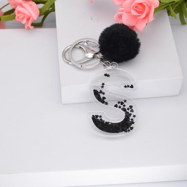 Black sequins hairball keychain