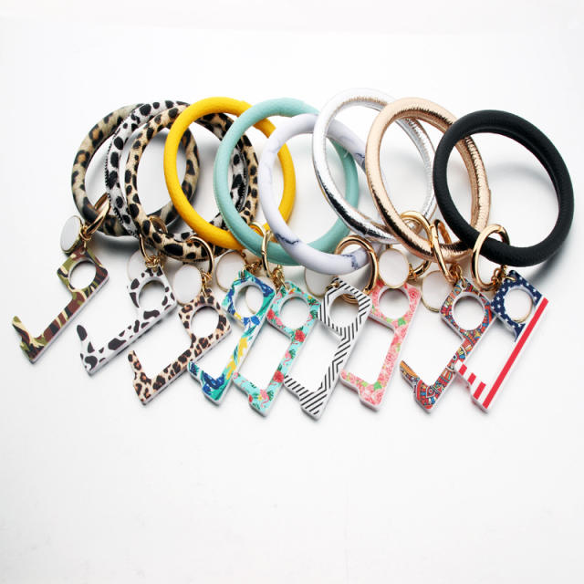 PU leather bracelet door opener keychain