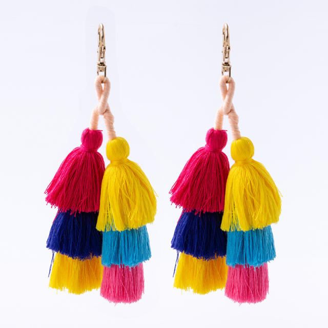 Bohemia style colorful tassel keychain