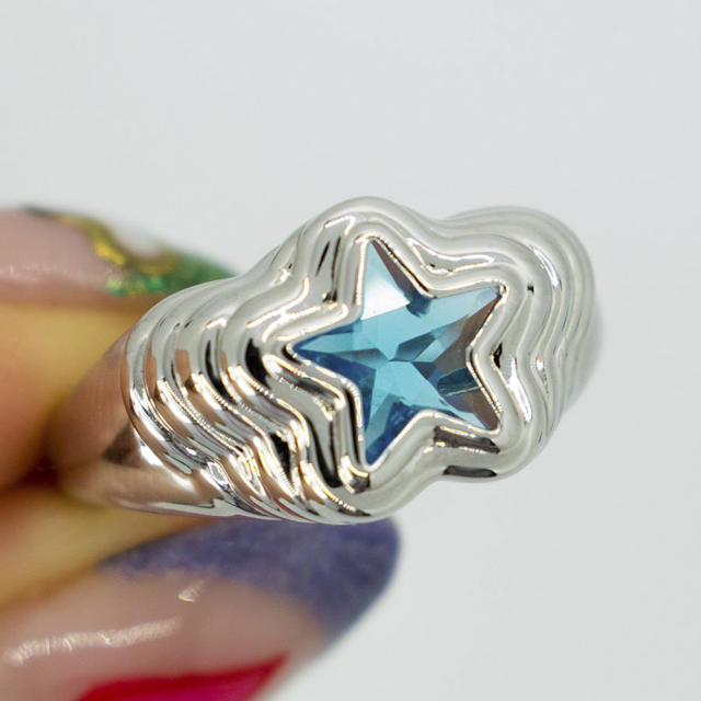 Color star punk finger ring