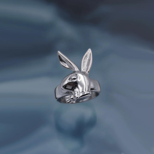 Vintage rabbit butterfly finger ring