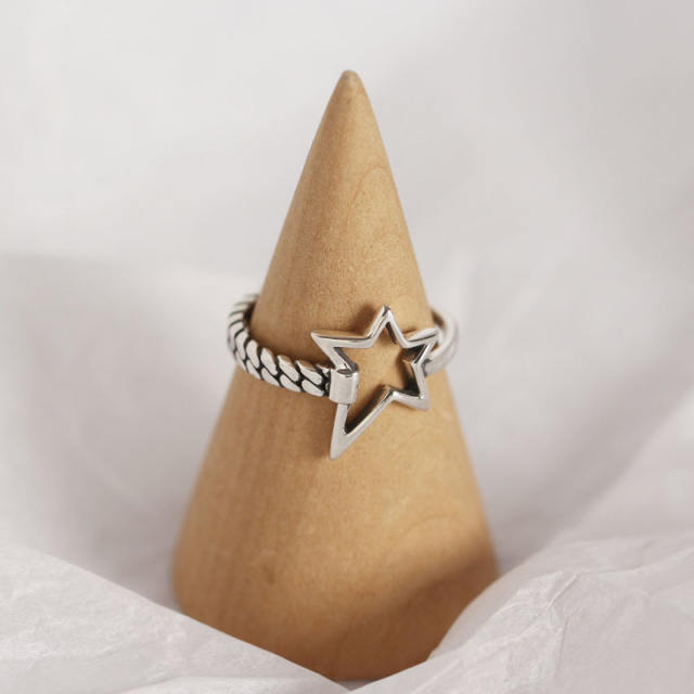 S925 five-pointed star open ring