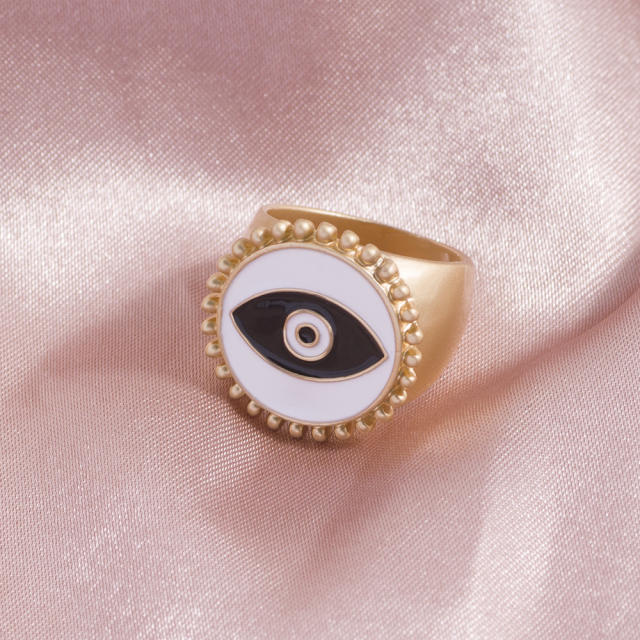 Evil eye enamel finger ring