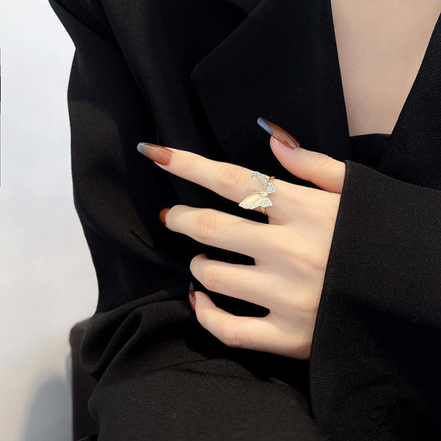 Fashion Opal Butterfly finger ring