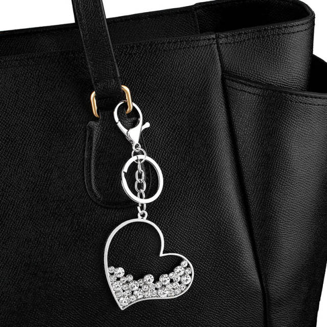 Rhinestone heart metal keychain