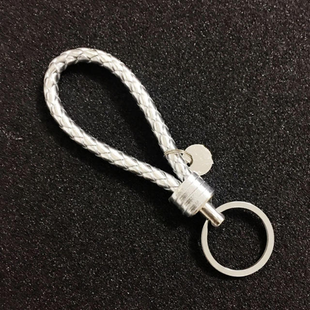 Braided PU leather simple keychain