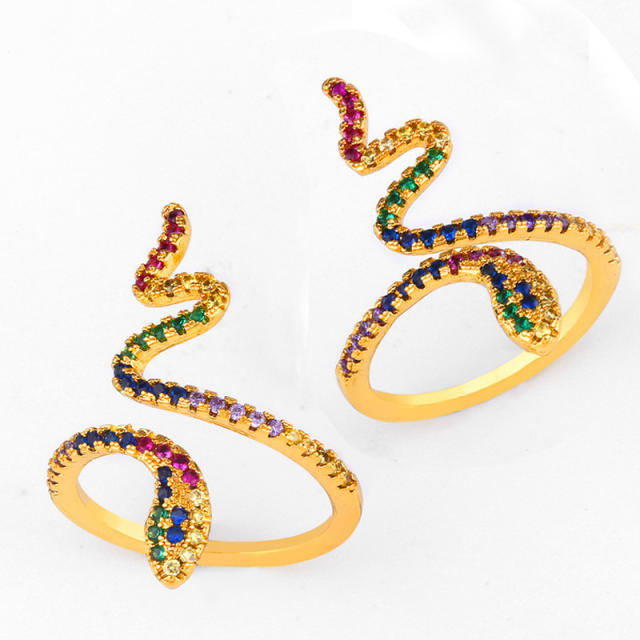 Fashion Color zircon snake ring