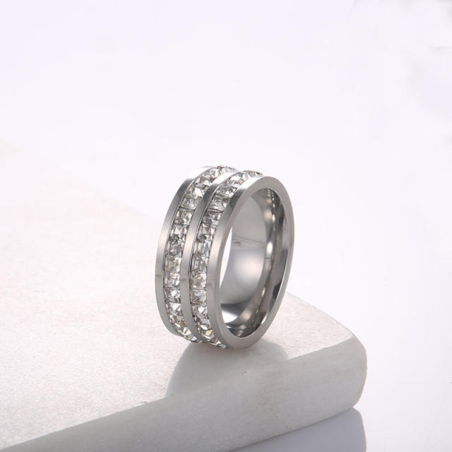Diamond stainless steel ring couple ring