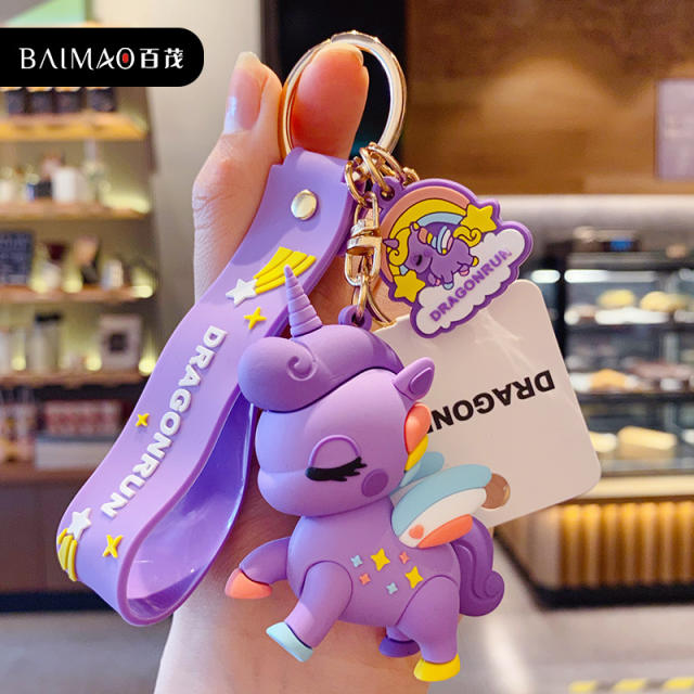 Colorful unicorn cartoon keychain