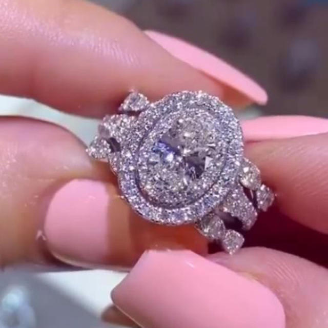 Diamond oval engagement rings