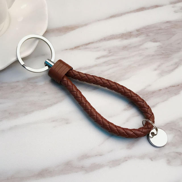 Braided PU leather simple keychain
