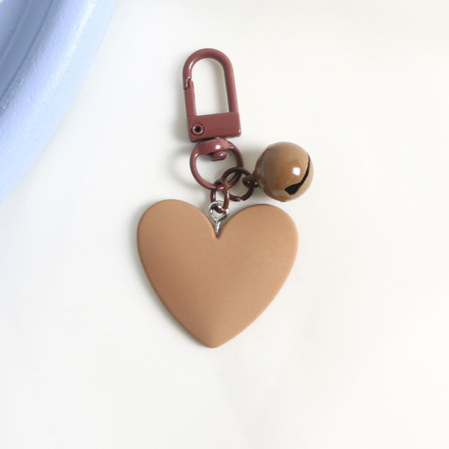 Candy color heart bell keychain