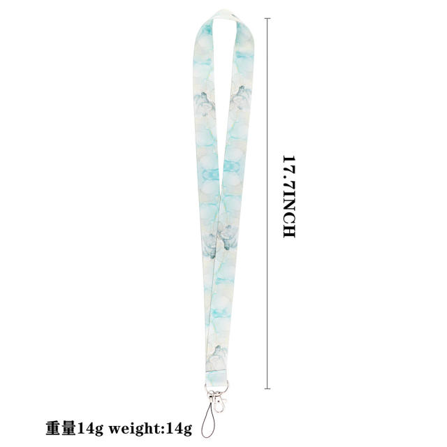 Gradient color marble pattern lanyard keychain