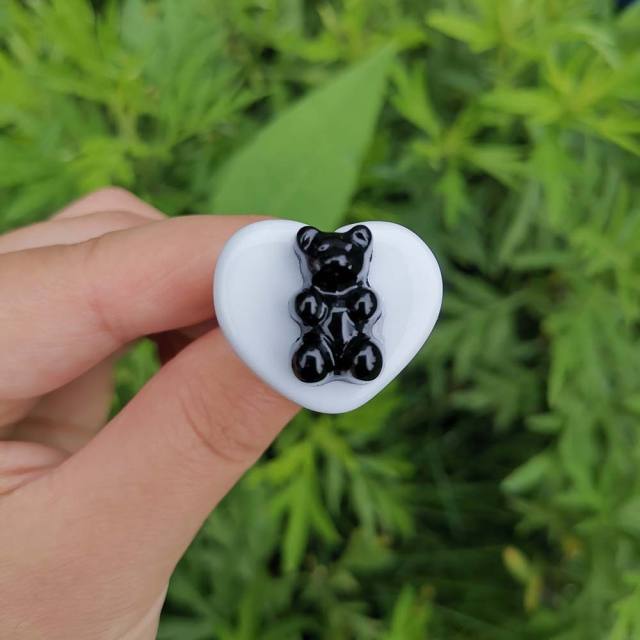 Candy color heart cartoon bear acrylic finger ring