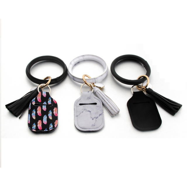 PU leather bracelet tassel empty bottle cover keychain